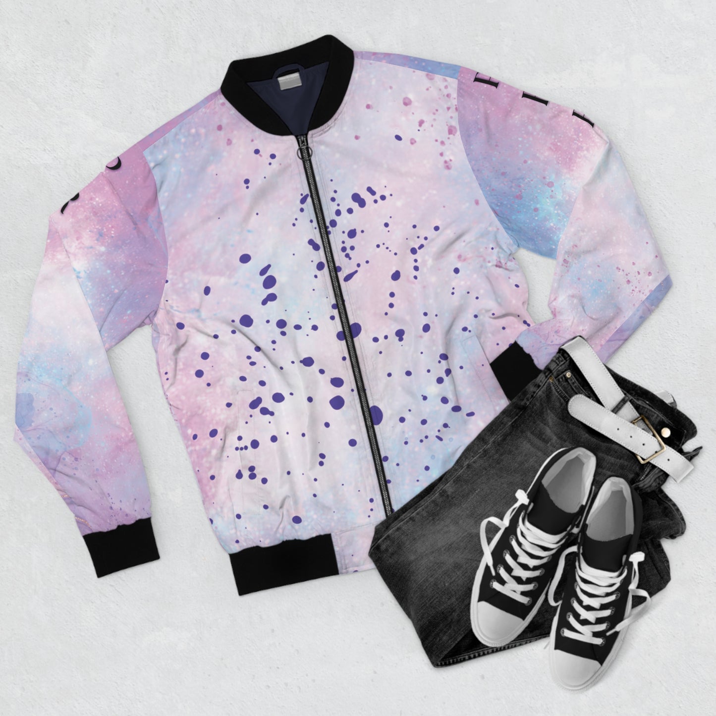 Bible Verse: Romans 8:18 Pastel Galaxy Bomber Jacket
