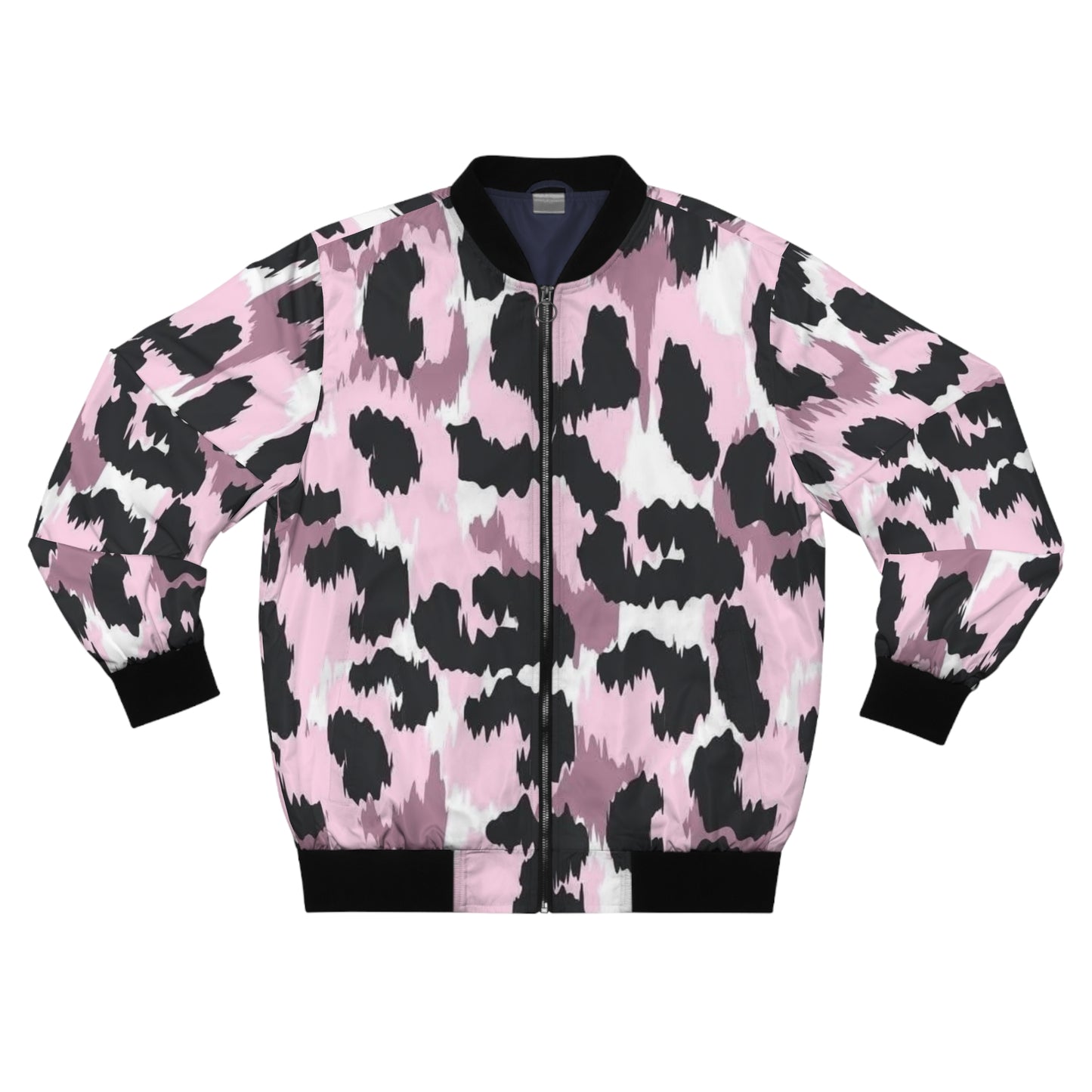 Pink Leopard Print Bomber Jacket