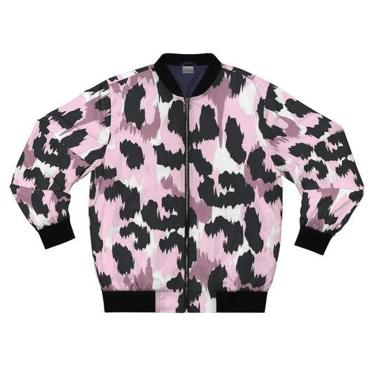 Pink Leopard Print Bomber Jacket