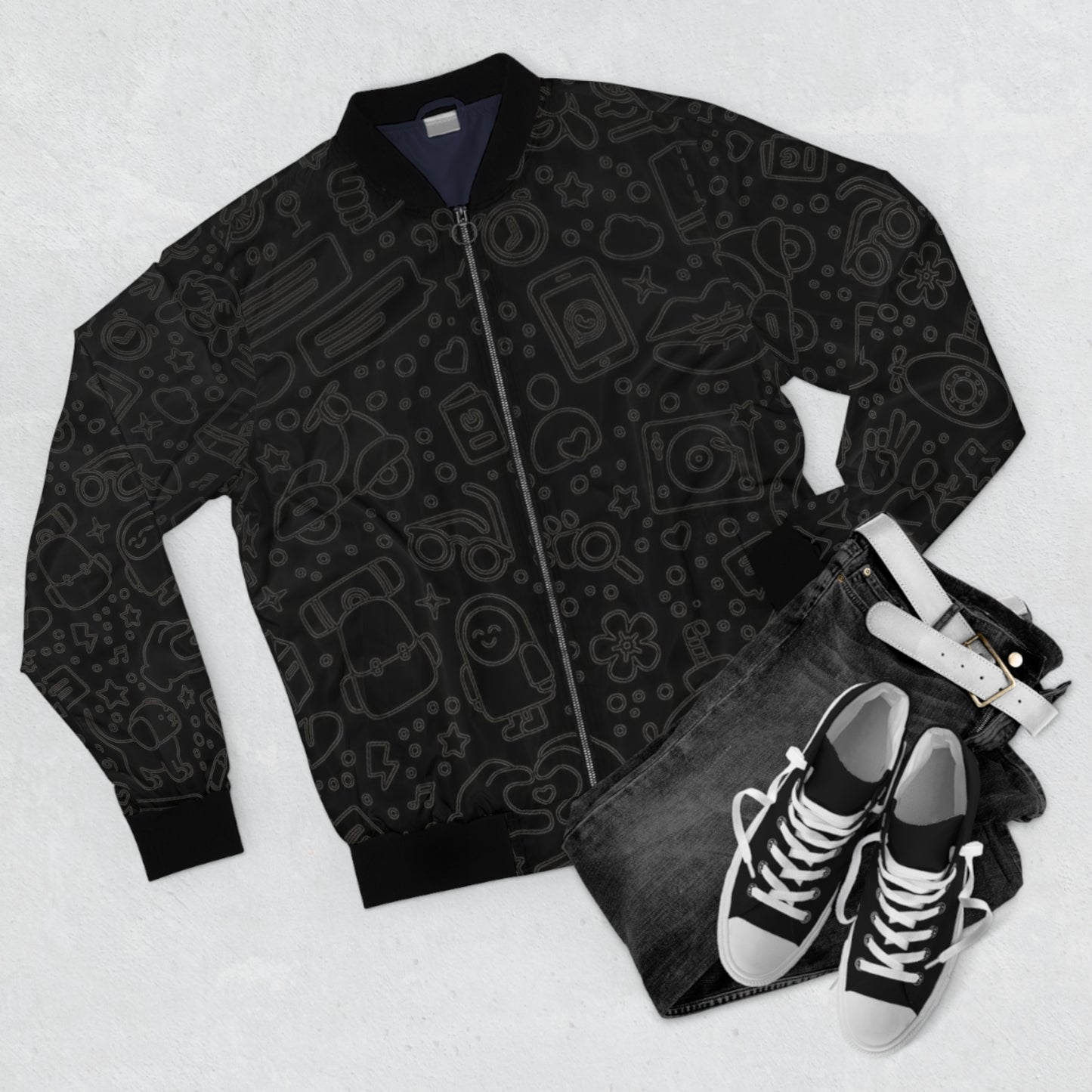 "BLACK SKETCH" Bomber Jacket