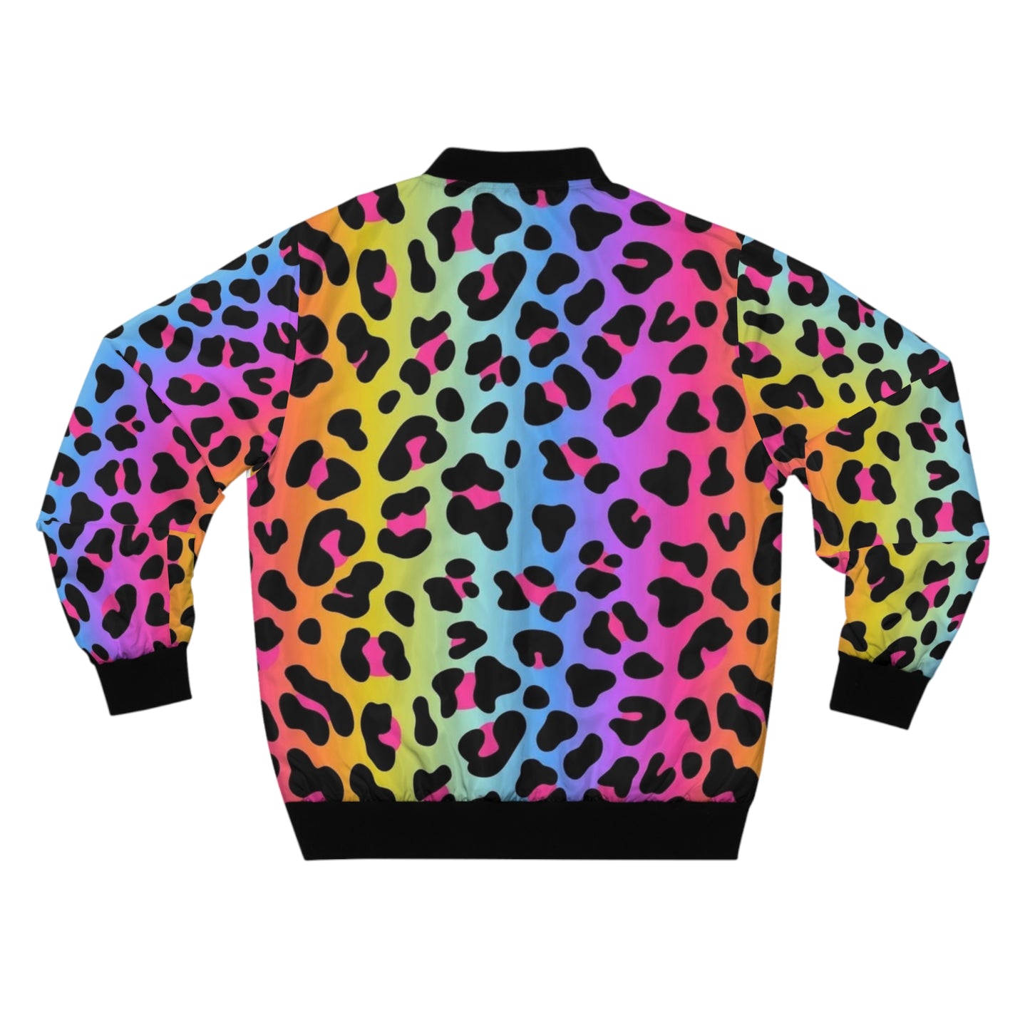 Rainbow Leopard Print Bomber Jacket
