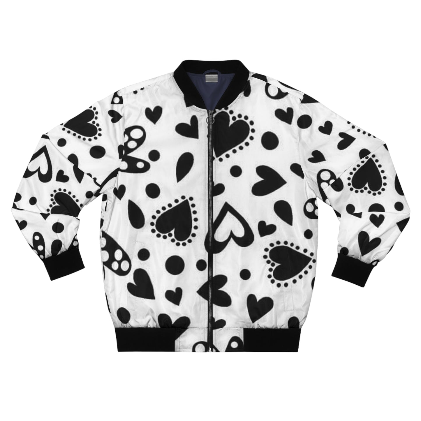 "Black and White Hearts" Bomber Jacket