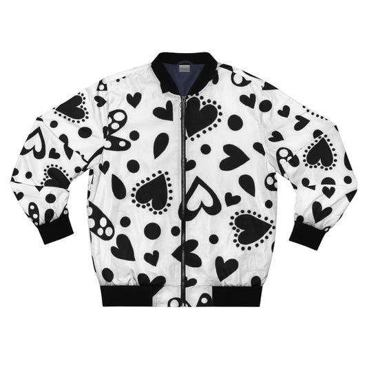 "Black and White Hearts" Bomber Jacket